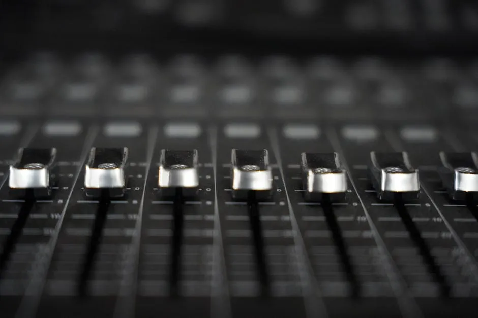 Close-up of an analog audio fader or knob with shallow depth of field
