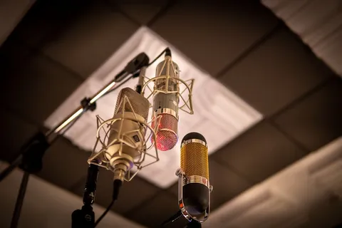 close up of a condenser microphone capsule under low key lighting