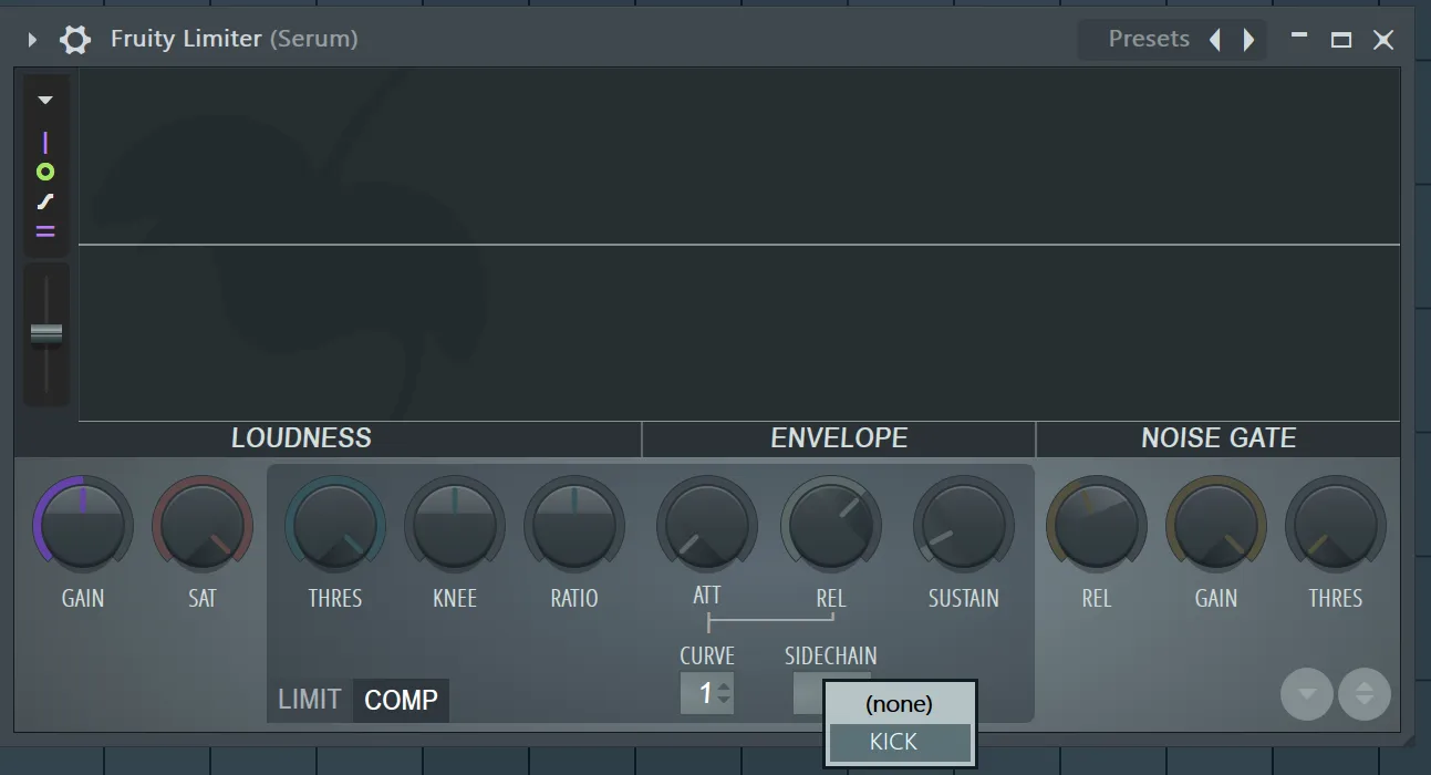 Screenshot of FL studio's limiter