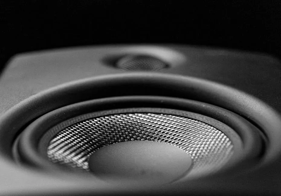 close-up of a studio monitor woofer cone